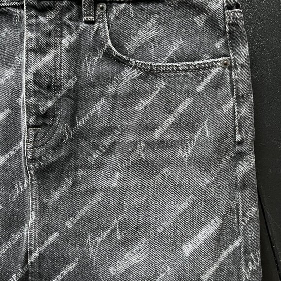 NWT Balenciaga Logomania Mini Skirt Black Denim Allover Logo Print Fitted - Picture 8 of 13